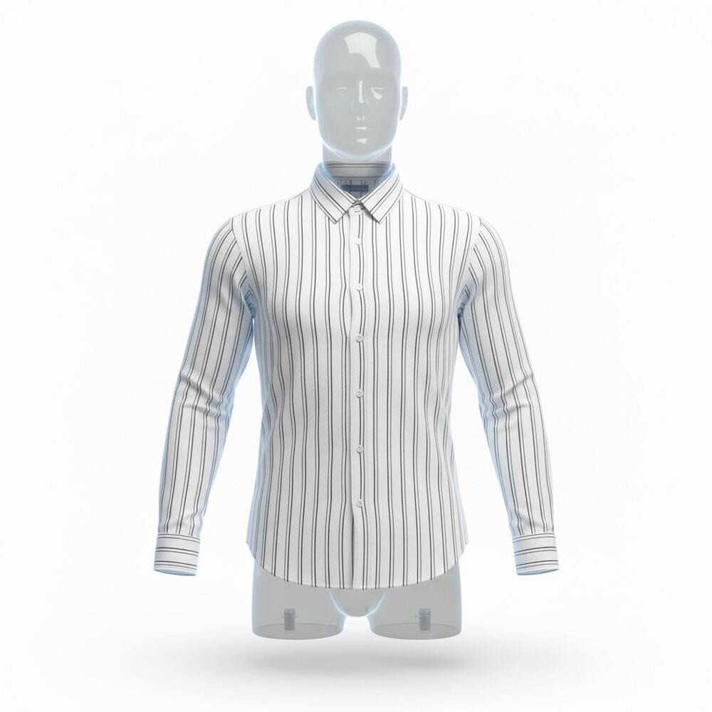 Banana Republic Men’s Large Untucked Fit Striped Button Down Shirt White Black